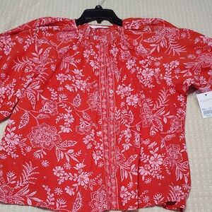 LC Lauren Conrad Scarlet Top with White Patterns